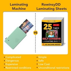 25 Pack Self Adhesive Laminating Sheets, 9 X 12 Inch, Clear Sticker Laminate She