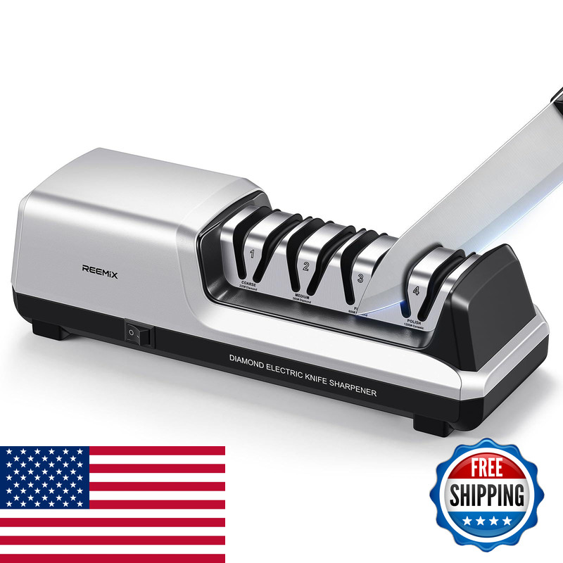 Reemix Electric Knife Sharpener 4-Stage Sharpening Repair Coarse Medium Fine