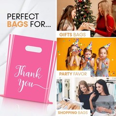 50 Pcs 12×15 Thank You Shopping Bags with Soft Loop Handles for Retail Gift Bags