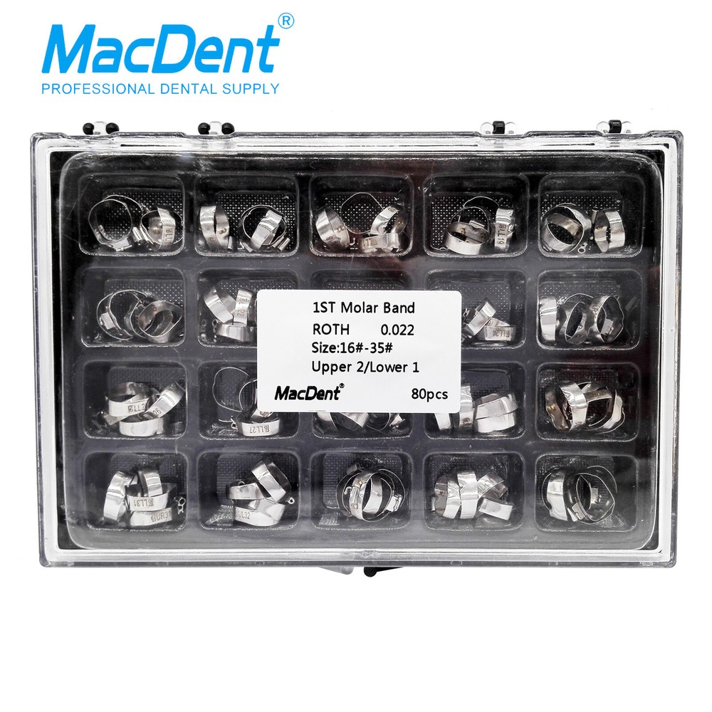 MacDent Dental Orthodontic 16#-#35 Bands with Buccal Tube 1st Molar Roth.022