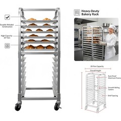 Aluminum Bun Rack on Locking Wheel – Mobile Cooling Trolley for Kitchen & Bakery