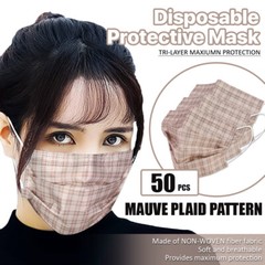 [50 Pcs] 3-Ply Stylish Disposable Face Masks Non-Medical Surgical Earloop Cover