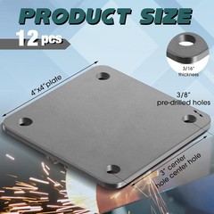 12 Pcs A36 Steel Plate 4×4 Inch 3/8 Inch Diameter