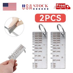 2 Pack Stainless Steel Sheet Metal Thickness Gauge Wire Size Measuring Tool