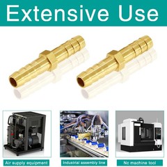 12Pcs 1/4 Inch Brass Hose Barb Fittings, Metal Splicer Mender Inch,