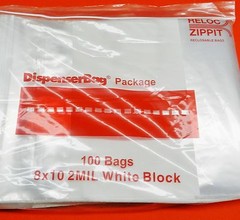 100 Reloc Zippit Bags 8×10 White Block 2mil Zip Seal Reclosable Writeable 8x 10″