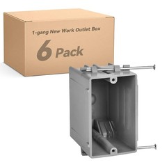 1-Gang New Work Outlet Box, PVC Electrical Box for Switch, GFCI, Dimmer, 22 C…
