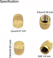 60 Pcs Schrader Valve Caps, Brass 1/4″ Flare Caps Round HVAC Valve Caps with Neo