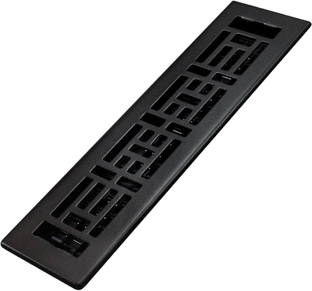 Decor Grates AJH212-BLK Oriental Floor Register, 2×12 Inches, Textured Black