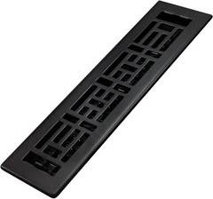 Decor Grates AJH212-BLK Oriental Floor Register, 2×12 Inches, Textured Black