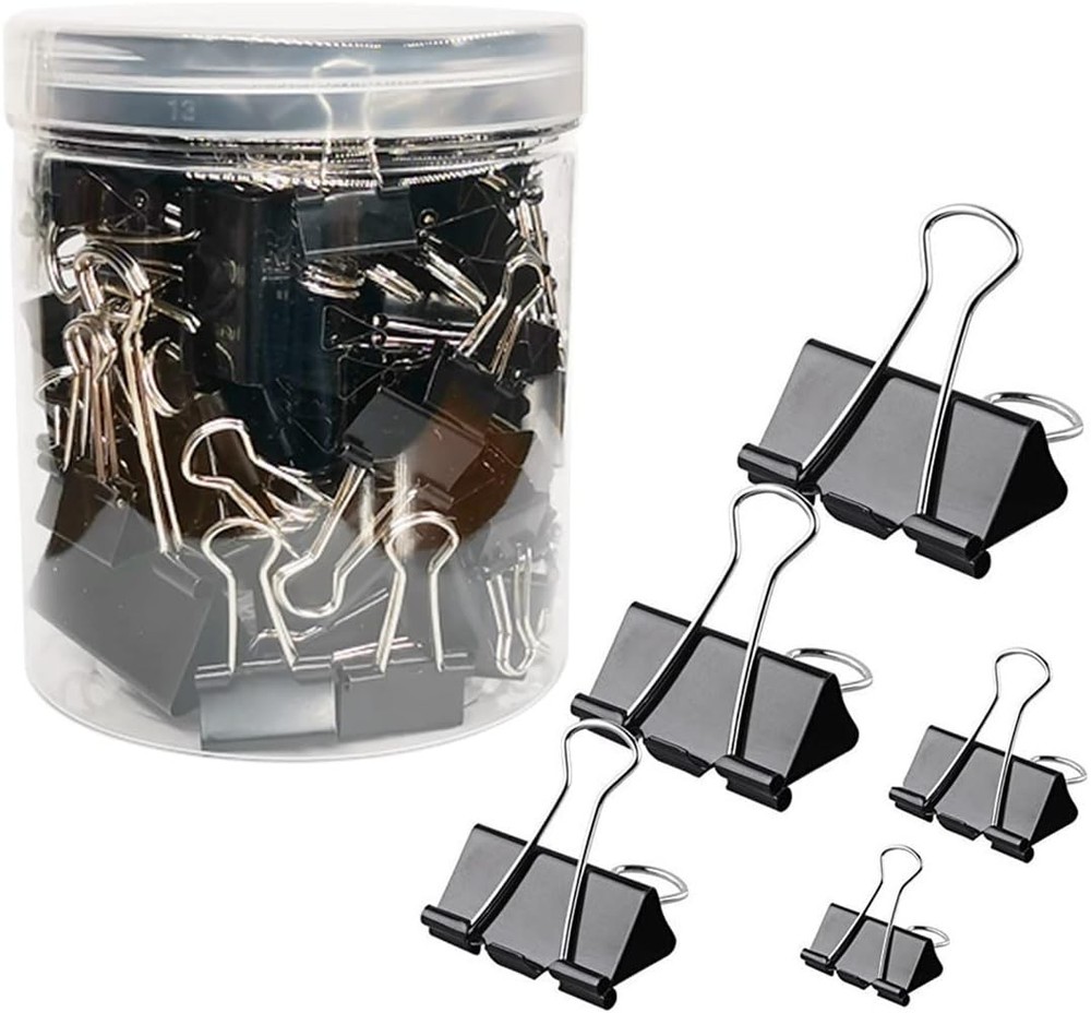 Otylzto 120Pcs Binder Clips Assorted Size, Office Clips with Clear Storage Co…