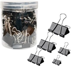 Otylzto 120Pcs Binder Clips Assorted Size, Office Clips with Clear Storage Co…