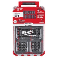 Milwaukee Tool 49-66-6803 1/2 In Drive Socket Set Metric, Sae 16 Pieces 10 Mm