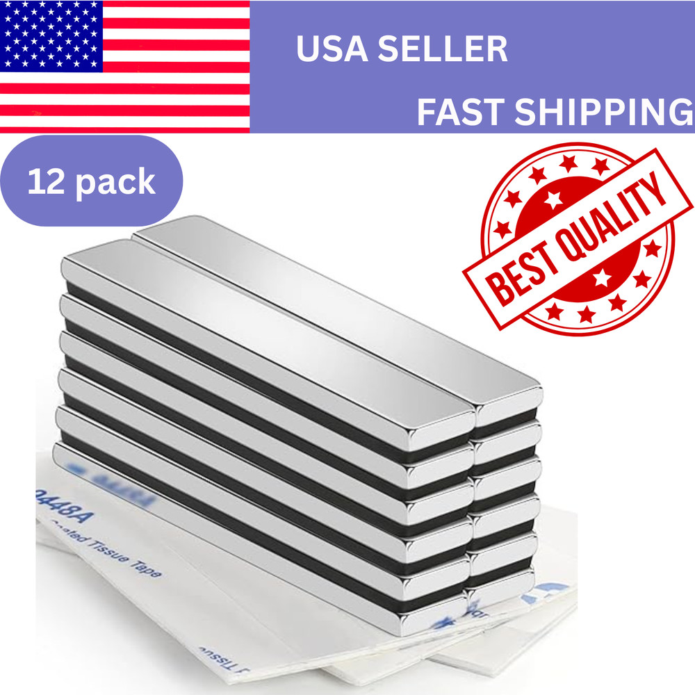 12 Neodymium Bar Magnets Rare Earth Rectangle Heavy Duty Powerful 60X10X3Mm