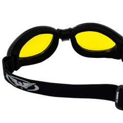 Global Vision Adventure Folding Motorcycle Goggles Black Frames with Yellow Lens