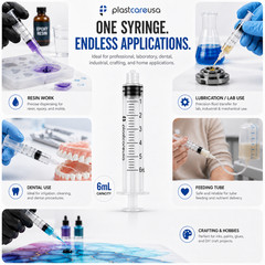 100 6ml 6cc Luer Lock Disposable Syringes (Non-Sterile) for Saline Oral Medicine