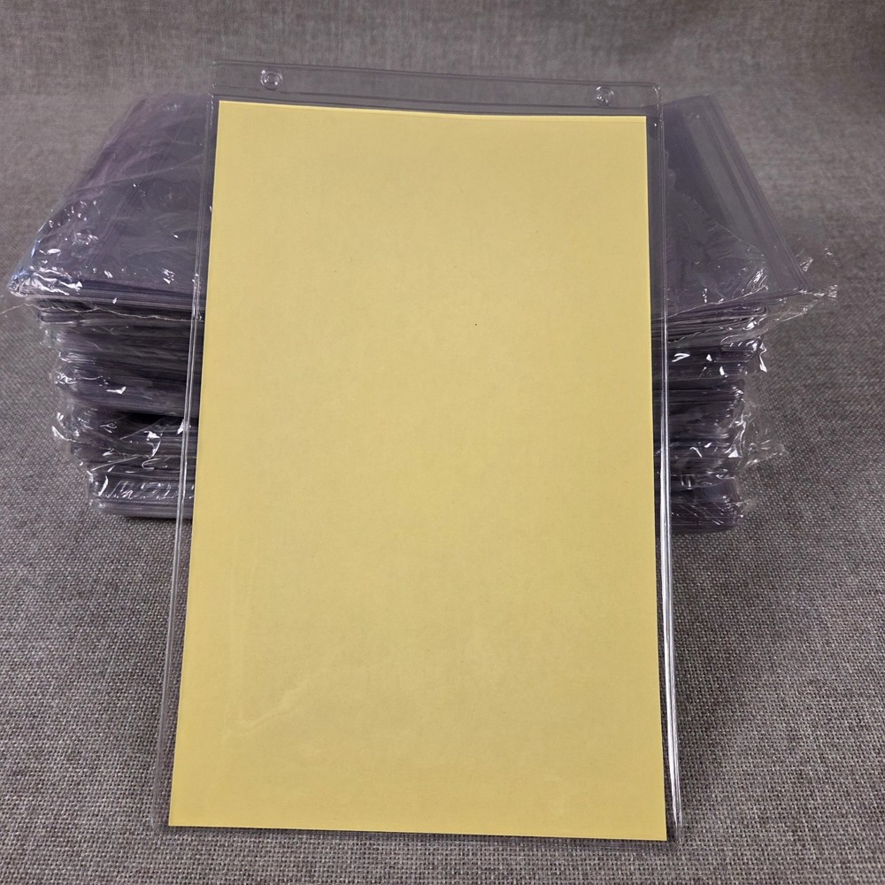 (243) Clear Vinyl Hanging Tag Protectors 7″ x 11″ Insert Size NOS