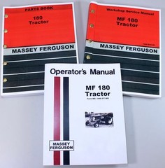 Set Massey Ferguson Mf 180 Tractor Service Repair Owners Operators Parts Manuals