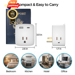 Cruise Ship Approved Outlet Extender, Non Surge Protector Power Strip White