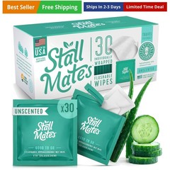 Flushable Wipes, Individually Wrapped, Travel Friendly, Unscented with Cucumb…