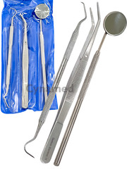 Basic Dental Instruments Set Mouth Mirror Explorer #5 Cotton Plain Plier German