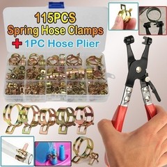 115X Hose Spring Clamps 6-22mm Fastener Fuel Water Line Pipe Air Tube Clips Kit