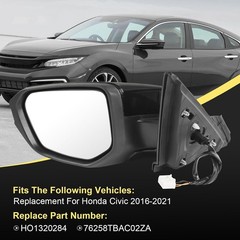 Door Mirror Left Driver Side Replacement for Honda Civic 2016-2021, Replace HO13