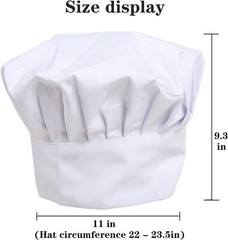 White Chef Hat Adjustable Elastic Band Cotton Chef Cap for Men Women Adults
