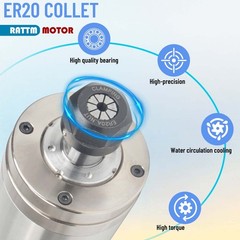 US SHIP】2.2KW 220V Water Cooled CNC Spindle Motor 246MM+VFD Driver Inverter