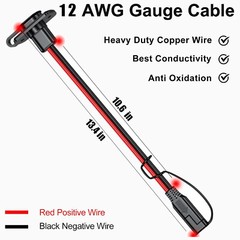 3x SAE Connector Harness, 1FT 12AWG SAE Adapter Male Plug to Female Socket Cable