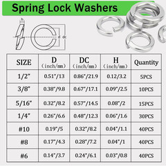 360 Pcs Flat Washer and Spring Lock Washers Assortment Kit,7 SAE Sizes Washers f