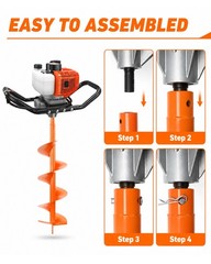 63CC Gas Powered Post Hole Digger Earth Auger Borer 6″ 10″ Bit & 3PCS Extension