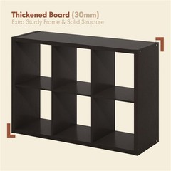 Pemberly Row 6 Cube Vinyl Record Media Storage Organizer in Dark Oak Finish