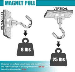 20 pcs Magnetic Hooks 25lbs+ Neodymium Rare Earth With 3 Layers Ni Super Strong