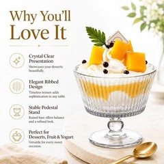 9oz Glass Dessert Bowls, Vintage Dessert Bowls & Cups – Thickened Sundae Cups