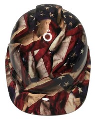 Hydro Dipped Hard Hat Cap Style Respect American Flags High Gloss 6 Point Harnes