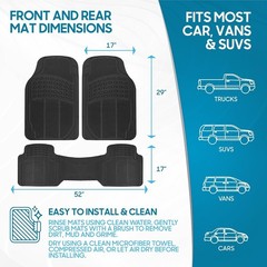 BDK ProLiner Car Floor Mats – Heavy Duty Rubber, Universal Fit, Black