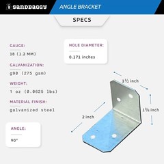Sandbaggy 2″ x 1-1/2″ x 1-3/8″ Galvanized Angle Bracket (90°)