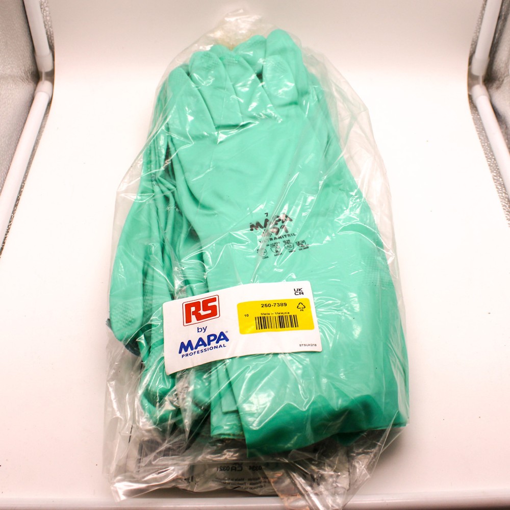 MAPA Professional Size 7 Cotton Flocklined Nitrile Gloves 10 Pack