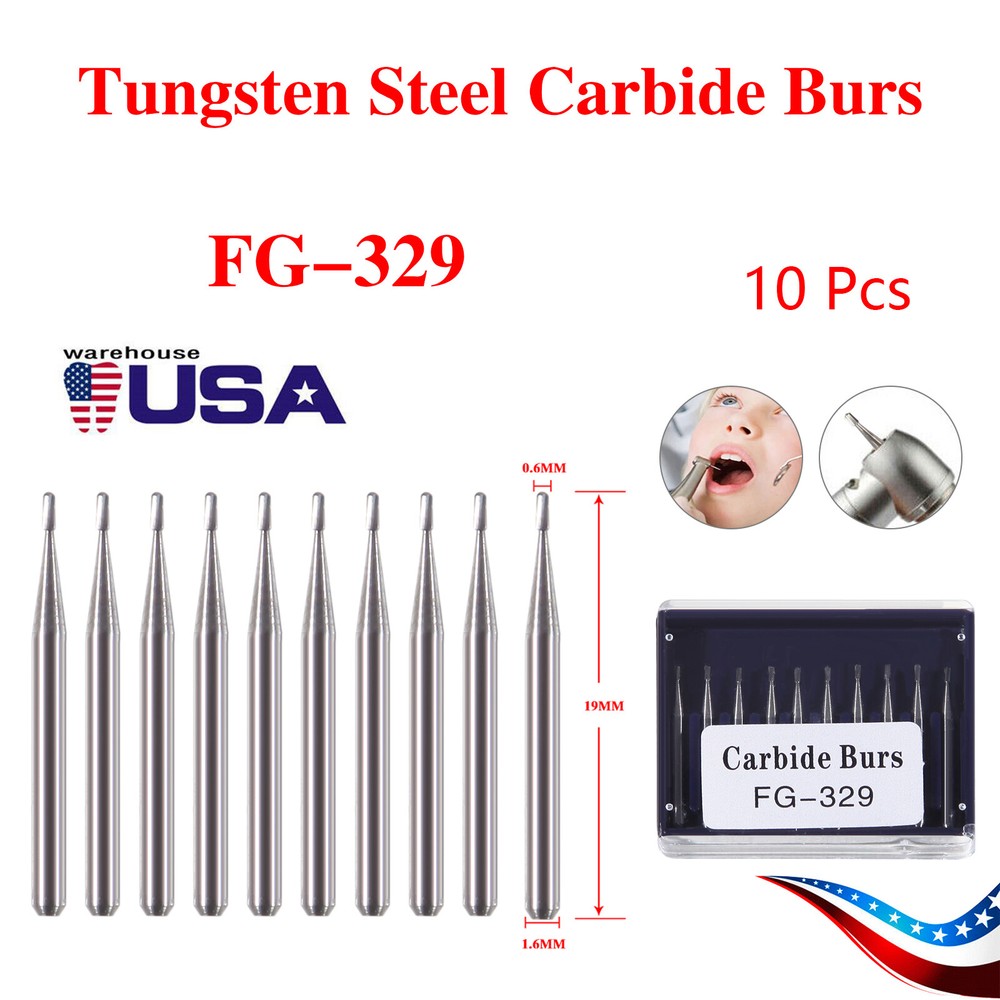 Dental Carbide Burs Tungsten Bur FG # 329 Pear Shape for High Speed Handpiece ty