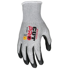 ANSI A7 CUT RESISTANT WORK GLOVE, 13 GAUGE SHELL WITH BI-POLYMER COATED PALM