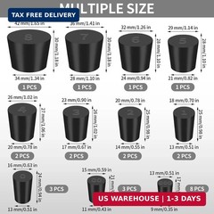 Aleric 26 Pack Solid Rubber Stoppers – 11 Assorted Sizes Stopper Plugs, 000# – 8