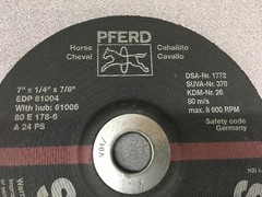 NEW NO BOX PFERD 7″ X 1/4″ X 7/8″ GRINDING WHEEL 61006
