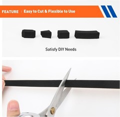 Durable 6.5FT Weatherstrip, 2×3/8in Black Adhesive Foam Tape for Home Insulation