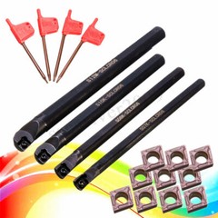 Set Of 7 8 10 12mm SCLCR06 Turning Tool Lathe Boring Bar + 10x CCMT0602 Inserts