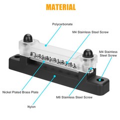 6 Way Power Distribution Bus Bar Terminal 150A Screws Battery Block for Car Boat