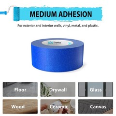 2 Rolls Blue Painters Tape 2 Inch x 60 Yards Bulk Masking Tape Wall Painting