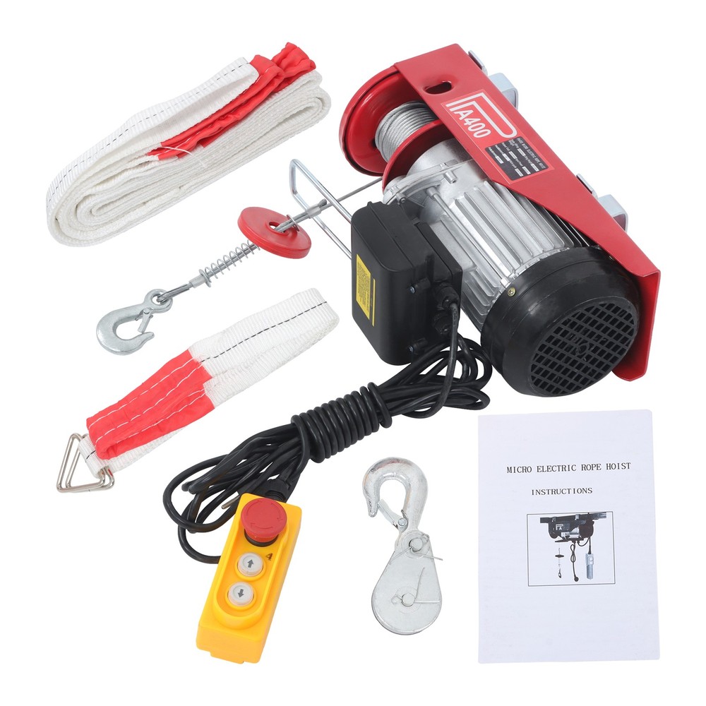 PA400 880lbs Mini Electric Hoist 328ft/100m Wireless Remote Control 110V 980W