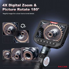 Ralcam Dual Lens Articulating Borescope 5″ Endoscope Inspection Camera 5FT Semi