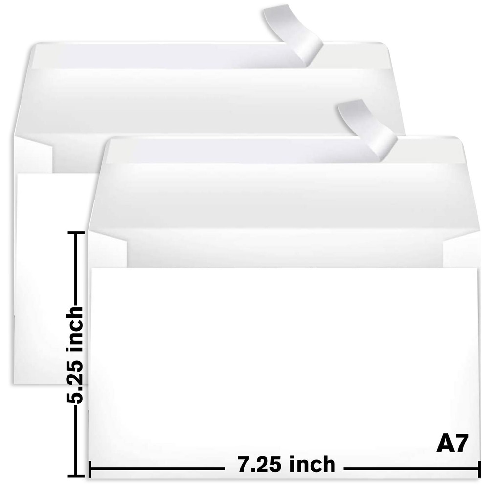 White Invitation Envelopes 5.25″x7.25″ A7 Self Seal Envelope 5X7 for Cards 50PK